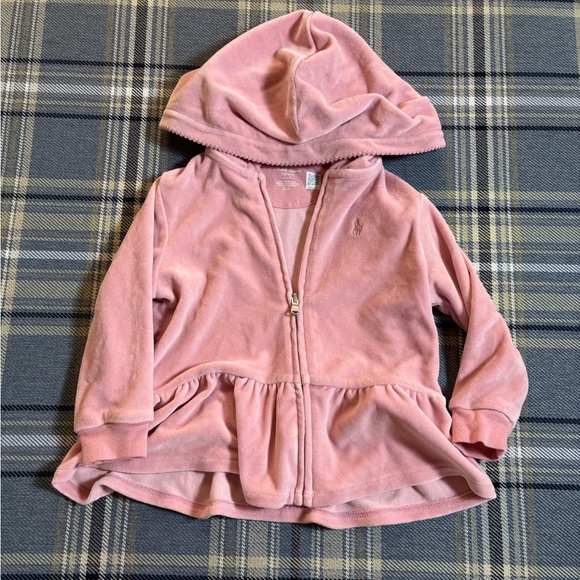 RALPH LAUREN GIRLS VELOUR HOODIE - Picture 1 of 6